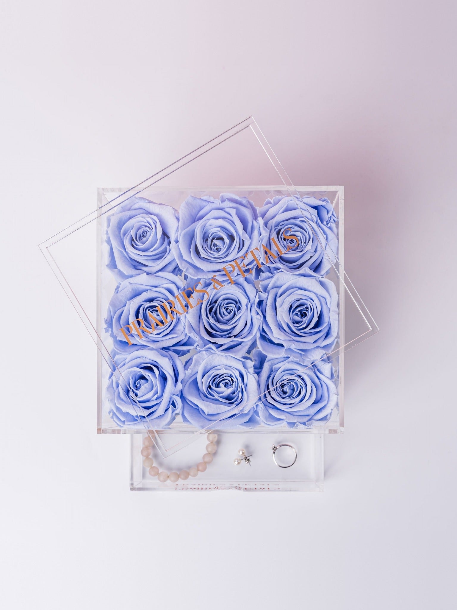 Periwinkle roses, 9 Rose Clara by Prairies & Petals